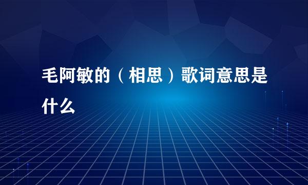 毛阿敏的（相思）歌词意思是什么