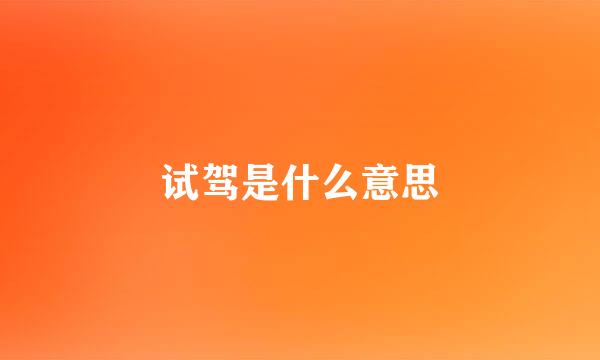 试驾是什么意思