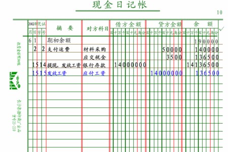 现金日记帐里对方科目是什么意思