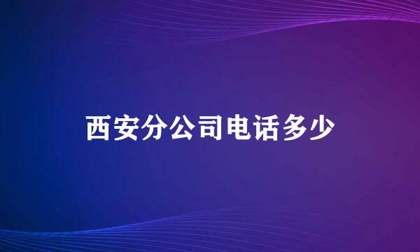 西安分公司电话多少