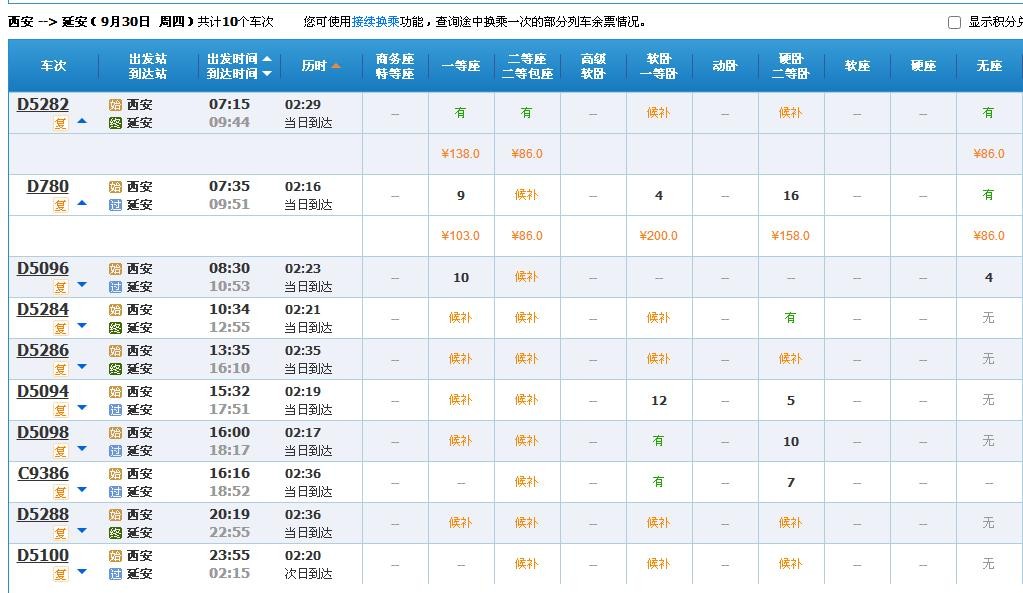 西安到延安动车在哪坐？