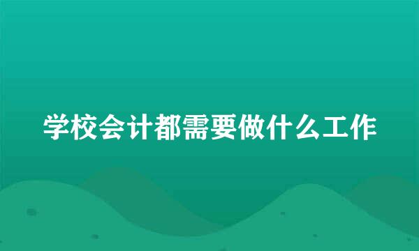 学校会计都需要做什么工作