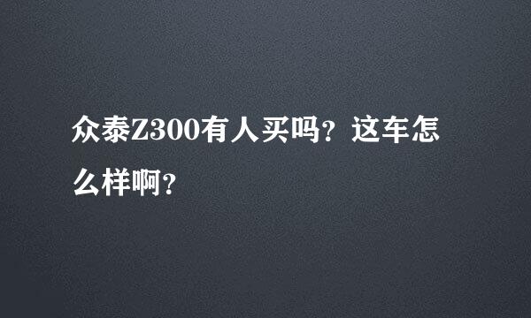 众泰Z300有人买吗？这车怎么样啊？