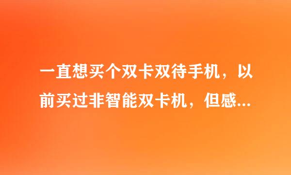 一直想买个双卡双待手机，以前买过非智能双卡机，但感觉都不好用，现在都是智能手机的天下了，望各位推荐