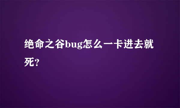 绝命之谷bug怎么一卡进去就死？