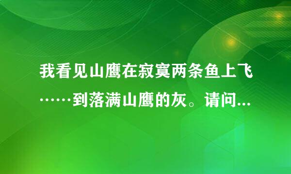 我看见山鹰在寂寞两条鱼上飞……到落满山鹰的灰。请问这4句歌词什么意思