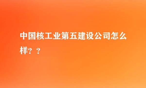 中国核工业第五建设公司怎么样？？