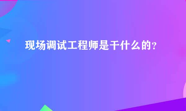 现场调试工程师是干什么的？