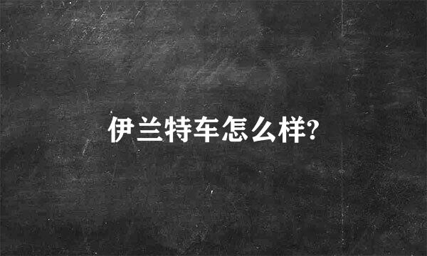 伊兰特车怎么样?