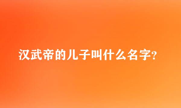 汉武帝的儿子叫什么名字？