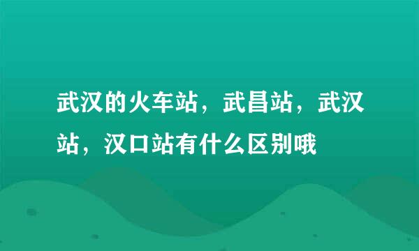 武汉的火车站，武昌站，武汉站，汉口站有什么区别哦