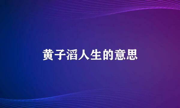 黄子滔人生的意思