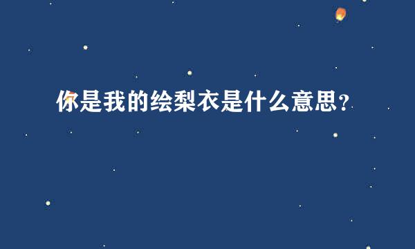 你是我的绘梨衣是什么意思？