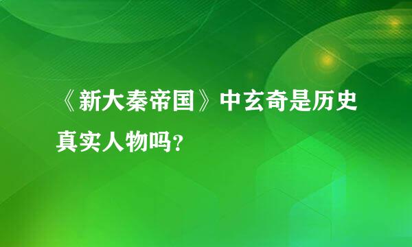 《新大秦帝国》中玄奇是历史真实人物吗？