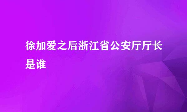 徐加爱之后浙江省公安厅厅长是谁