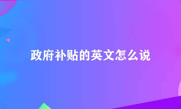 政府补贴的英文怎么说