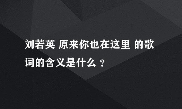 刘若英 原来你也在这里 的歌词的含义是什么 ？