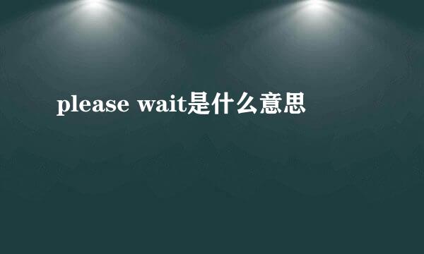 please wait是什么意思