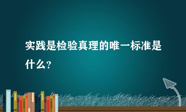 实践是检验真理的唯一标准是什么？