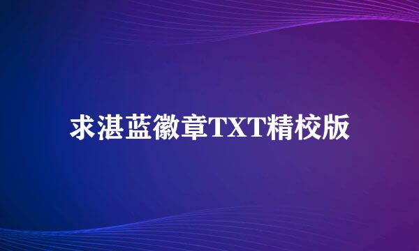 求湛蓝徽章TXT精校版