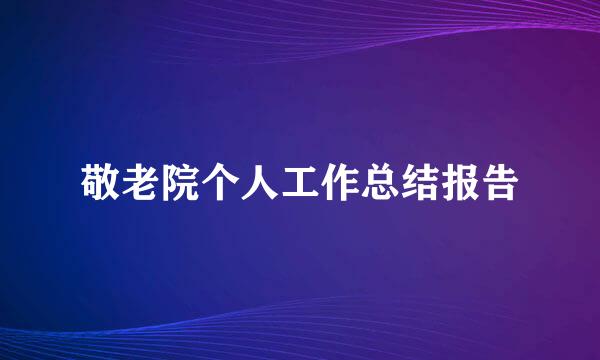 敬老院个人工作总结报告