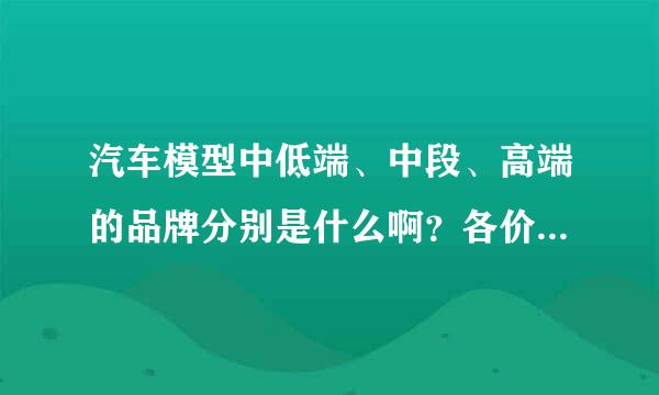 汽车模型中低端、中段、高端的品牌分别是什么啊？各价位分别是在什么范围？