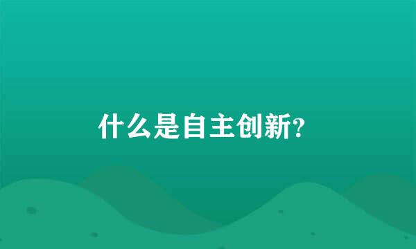 什么是自主创新？