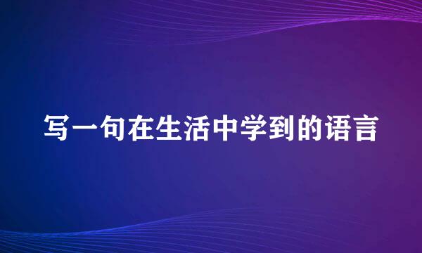 写一句在生活中学到的语言