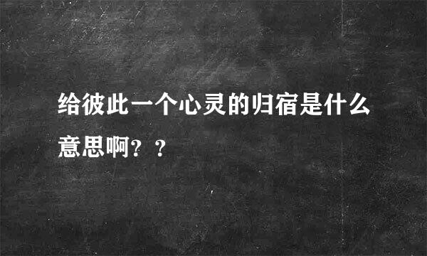 给彼此一个心灵的归宿是什么意思啊？？