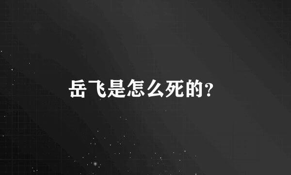 岳飞是怎么死的？