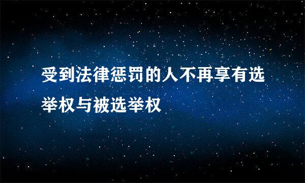 受到法律惩罚的人不再享有选举权与被选举权