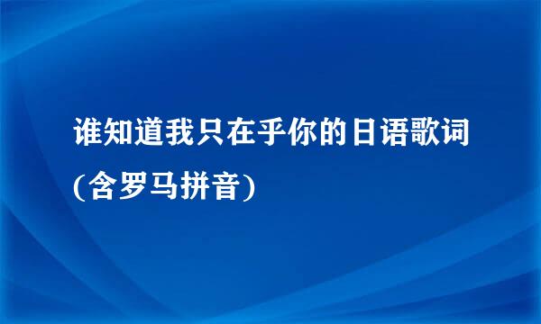 谁知道我只在乎你的日语歌词(含罗马拼音)