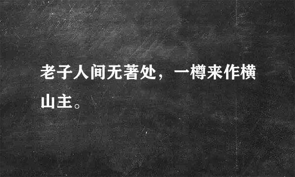 老子人间无著处，一樽来作横山主。