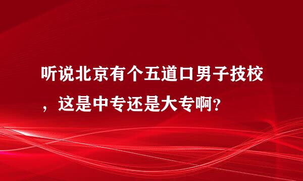 听说北京有个五道口男子技校，这是中专还是大专啊？