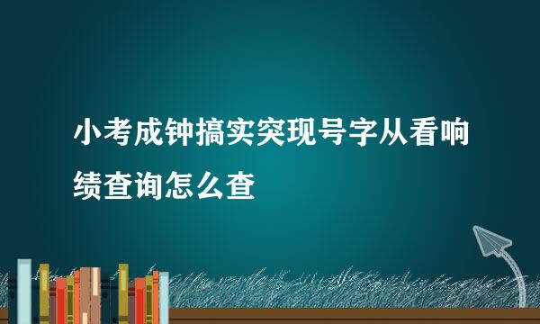 小考成钟搞实突现号字从看响绩查询怎么查