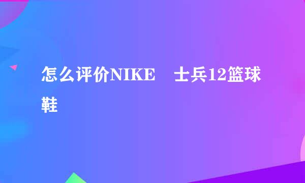 怎么评价NIKE 士兵12篮球鞋