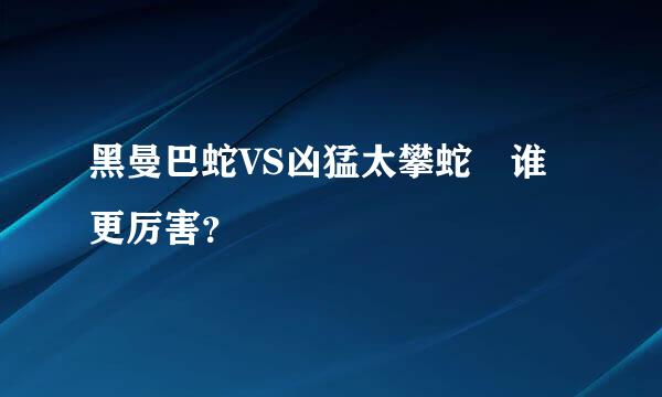 黑曼巴蛇VS凶猛太攀蛇 谁更厉害？