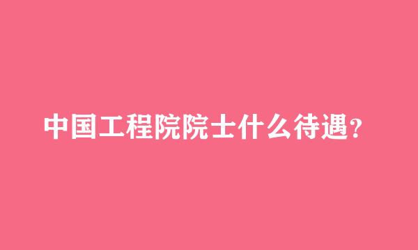 中国工程院院士什么待遇？