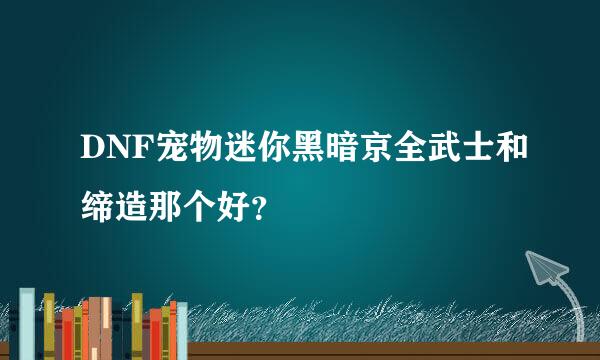 DNF宠物迷你黑暗京全武士和缔造那个好？