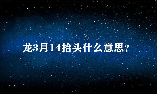 龙3月14抬头什么意思？