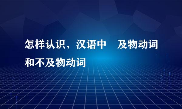 怎样认识，汉语中 及物动词和不及物动词