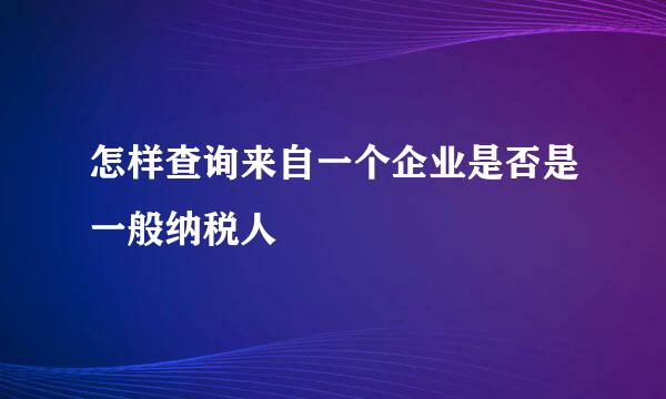 怎样查询来自一个企业是否是一般纳税人