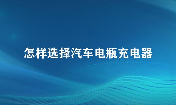 怎样选择汽车电瓶充电器