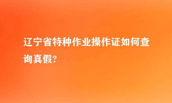 辽宁省特种作业操作证如何查询真假?