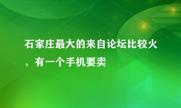 石家庄最大的来自论坛比较火，有一个手机要卖