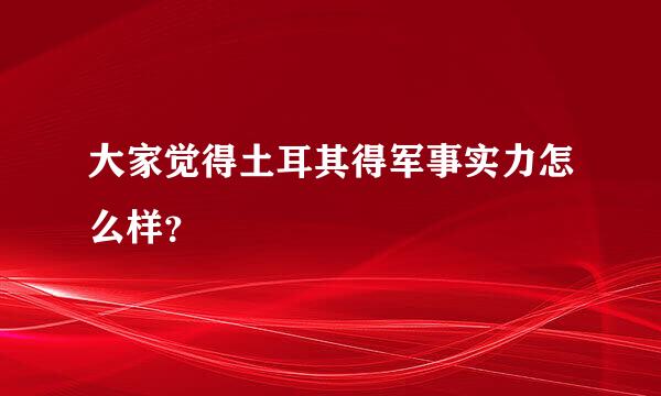 大家觉得土耳其得军事实力怎么样？