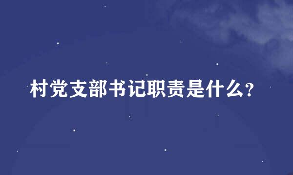 村党支部书记职责是什么？