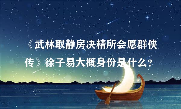 《武林取静房决精所会愿群侠传》徐子易大概身份是什么？