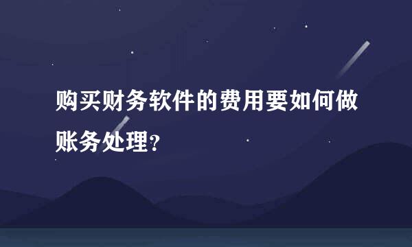 购买财务软件的费用要如何做账务处理？