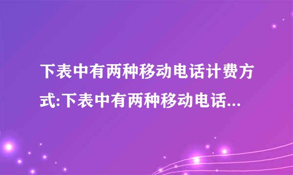 下表中有两种移动电话计费方式:下表中有两种移动电话计费方标曾误检案云号表城约越式:方式一 方式二月租费...